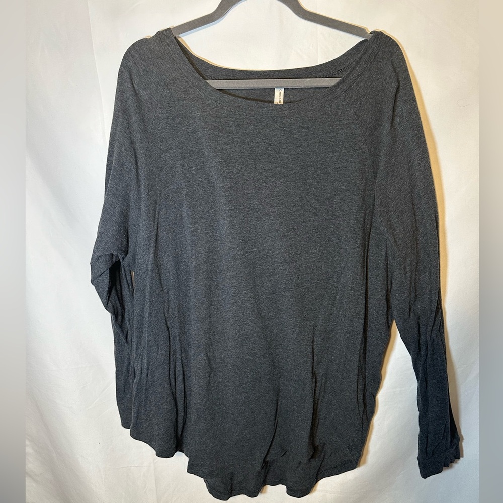 Chic Soul Curved Hem Slouchy Tunic, Charcoal